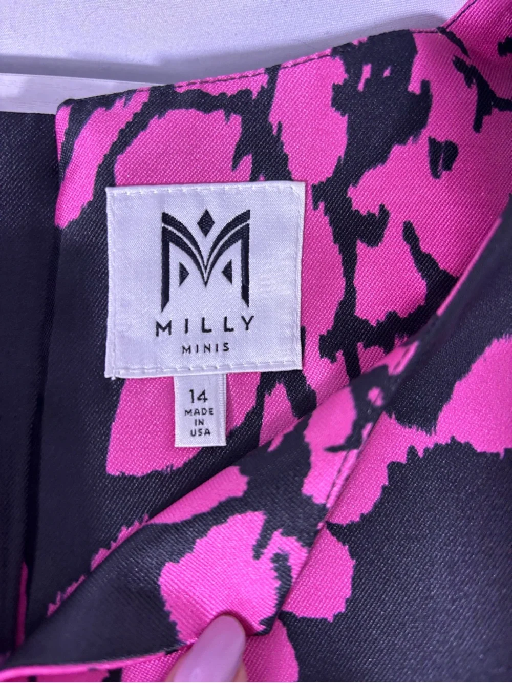 Milly Minis Pink Black Floral Fit & Flare Party Dress USA Girls 14